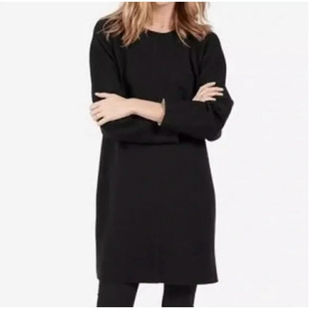 Everlane Thick Scuba Cotton Knit Sweater Tunic Dress Black Women's Size Medium
